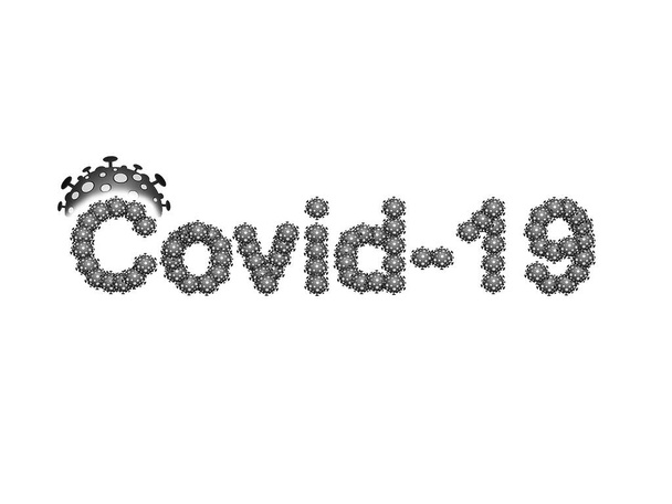 Бактеріальна клітина коронавірусу, напис. Зображення коронавірусу на білому тлі. Концепція: профілактика ковіда-19, епідемія хвороб
. - Фото, зображення