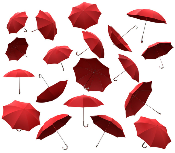 czerwony latający parasole - Zdjęcie, obraz