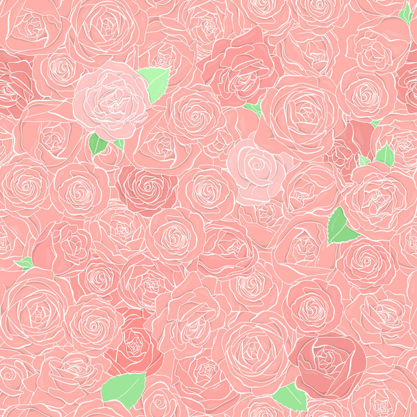 Seamless pattern with rose flowers. Vector illustration. - Vector, Image