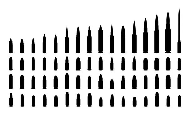 Various types ammunition silhouettes. - Vector, Image