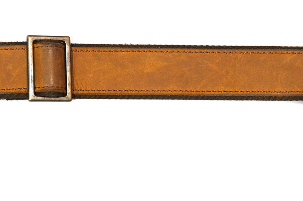 Leather belt and fastener on white background - Photo, Image