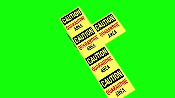 Caution quarantine area closing box on green screen - Footage, Video