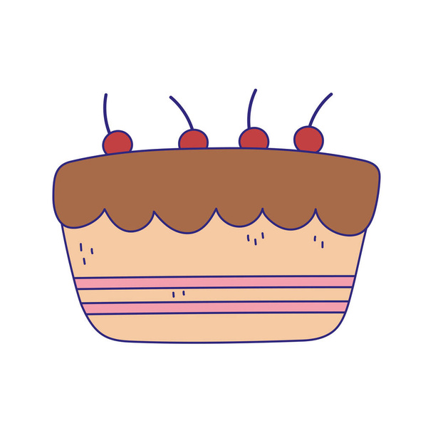 солодкий шоколадний торт з фруктами цукерки кондитерські вироби ізольовані значок
 - Вектор, зображення