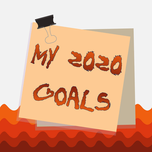 Концептуальний почерк, що показує Мої цілі 2020 року. Налаштування тексту ділової фотографії демонструє цілі або плани для поточного року Папір застряг зв'язуючий кліп барвистий фон нагадування пам'яті
. - Фото, зображення