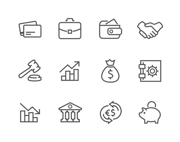Stroked Financial icons set. - Vector, Image
