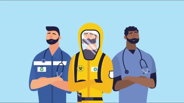 medical staff workers avatars characters - Footage, Video