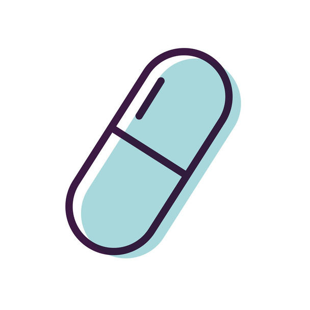 terveydenhuollon käsite, lääke pilleri ikoni, linja väri tyyli
 - Vektori, kuva
