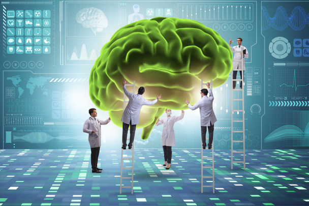 Équipe de médecins examinant le cerveau humain - Photo, image