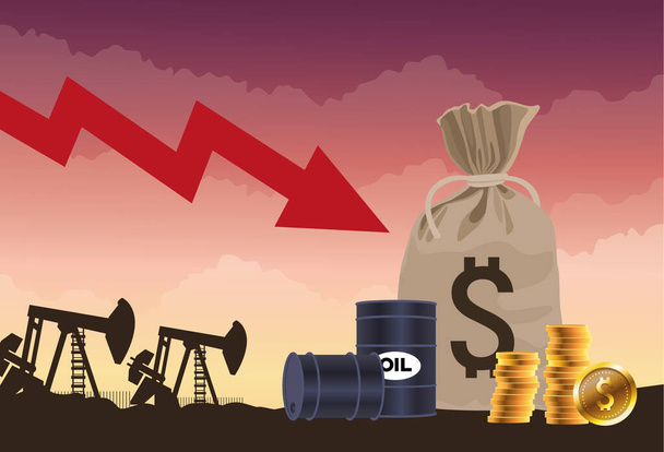 cena ropy trh s barely a mince taška na peníze - Vektor, obrázek