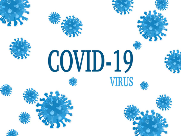 Inscripción COVID-19virus y corona celular sobre fondo blanco
 - Vector, imagen