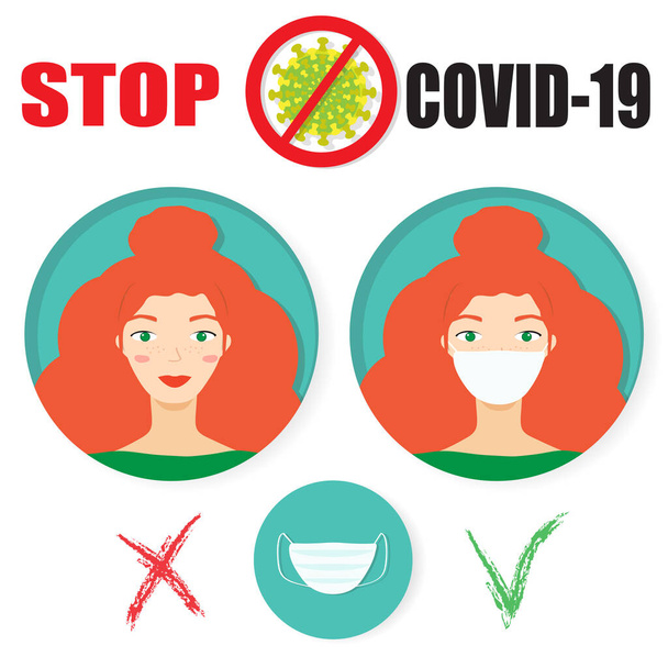 Coronavirus self and others protection main rule infographic. Wear a mask.  Vector illustration concept. - Vector, Image