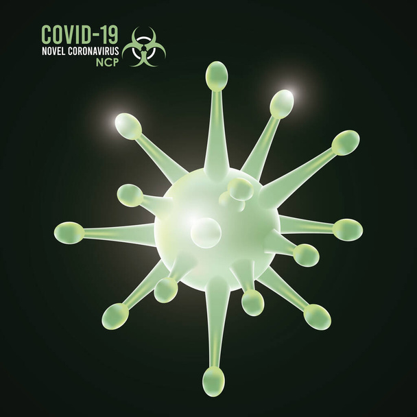 covid19 campaña de pandemia de partículas y letras
 - Vector, imagen