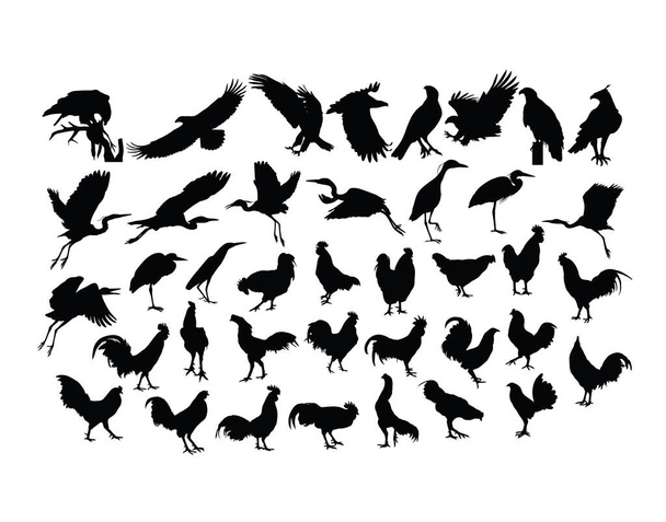 鳥と鶏のシルエット,アートベクトルデザイン - ベクター画像