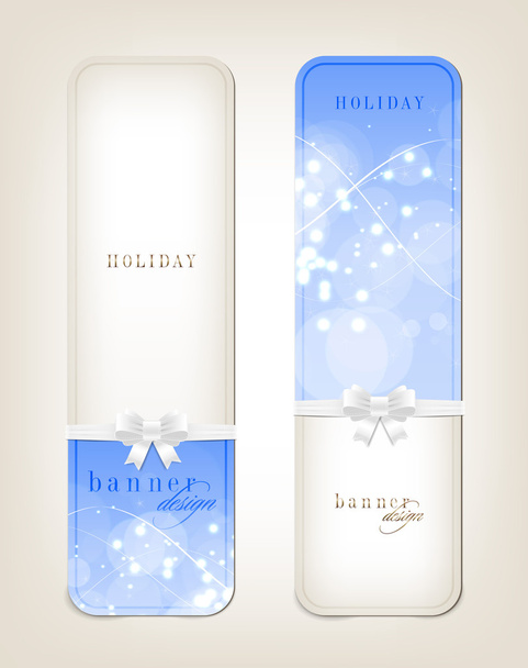 Two blue vector festive banners collection with sparkling background - Вектор,изображение