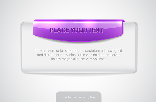 Vector white web banner with glossy purple tag - Διάνυσμα, εικόνα