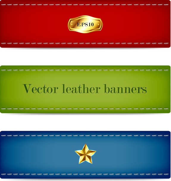 A set of vector leather banners over white background - Vector, imagen