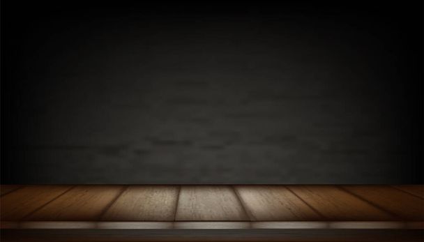 Brown old Wooden Table with dark concrete background. Vector illustration design. - Vektor, Bild
