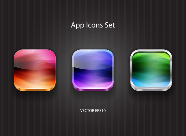 Vector 3d square app icons set - Vecteur, image