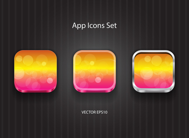 Vector 3d square app icons set - Vetor, Imagem