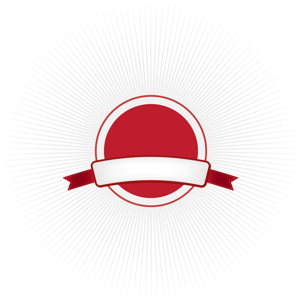 Red round vector promo banner - badge decorated with ribbons - Vektori, kuva