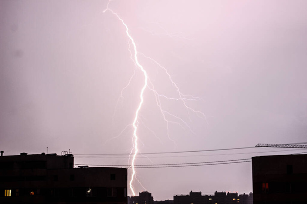 Striking lightning over a city - Photo, Image