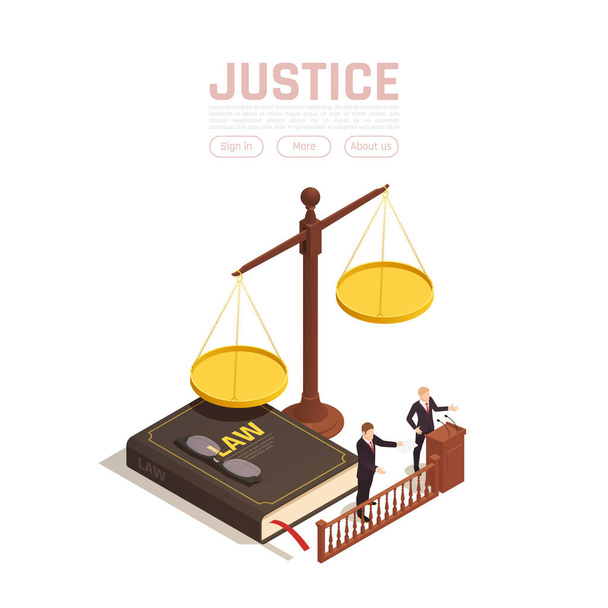 Justice Weights Isometric Background - Vector, Image