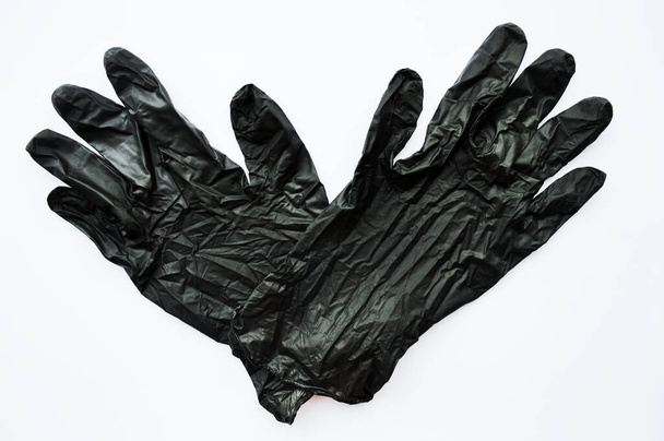 czarne rękawice medyczne izolowane na białym tle - Zdjęcie, obraz
