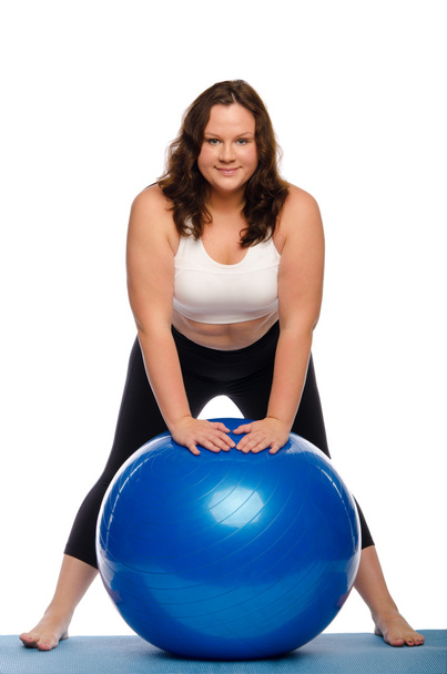 Fat woman with a ball - Фото, зображення
