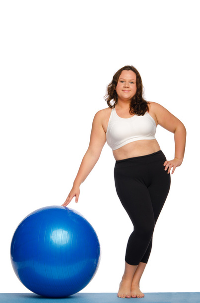 Fat woman with ball - Foto, Imagem