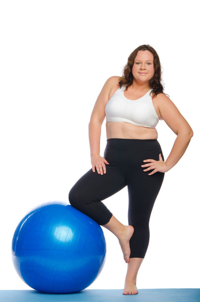 Fat woman doing fitness - Фото, зображення