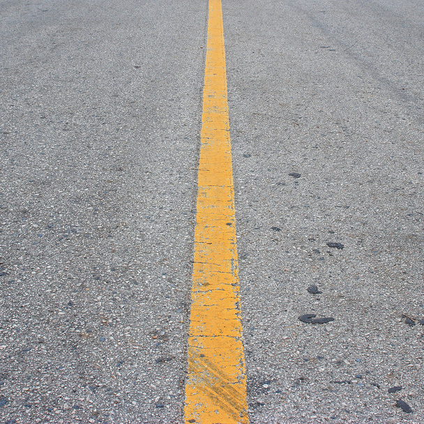 New asphalt texture with white dashed line - Photo, Image