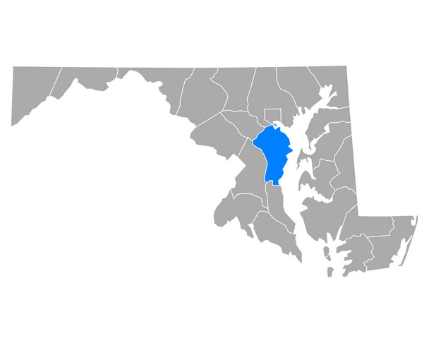 Kaart van Anne Arundel in Maryland - Vector, afbeelding