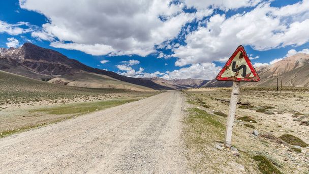 Beautiful view of the Pamir and the road along the Wachan Corridor - 写真・画像
