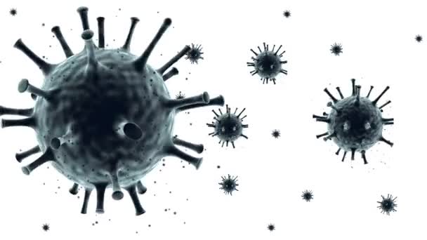 corona virusmoleculen vliegen door de ruimte en draaien - Video