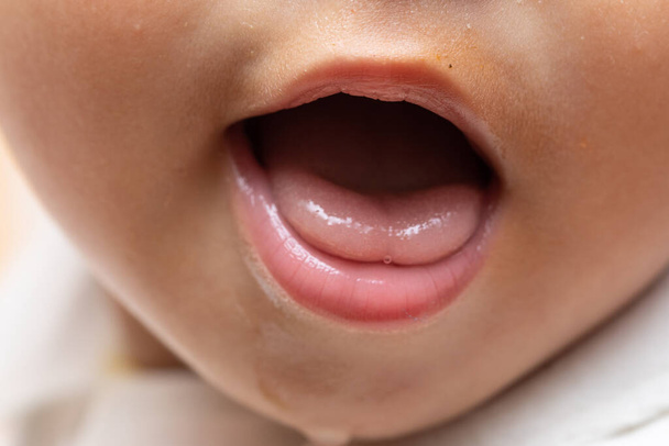 Closeup of a child's open mouth - Photo, image
