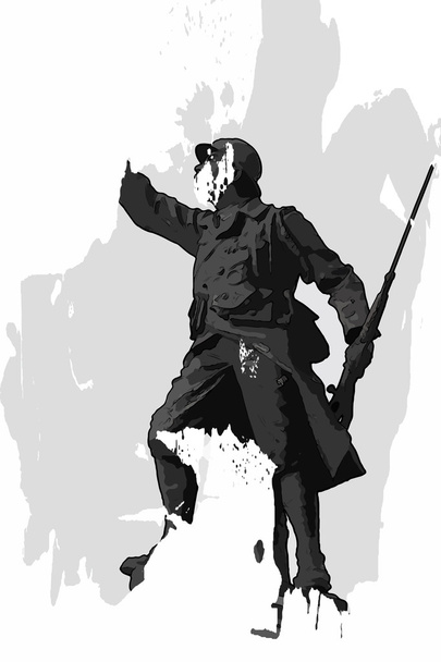 Grunge. Πολεμικό μνημείο. Στρατιώτη του πολέμου 14-18 στη Γαλλία - Διάνυσμα, εικόνα