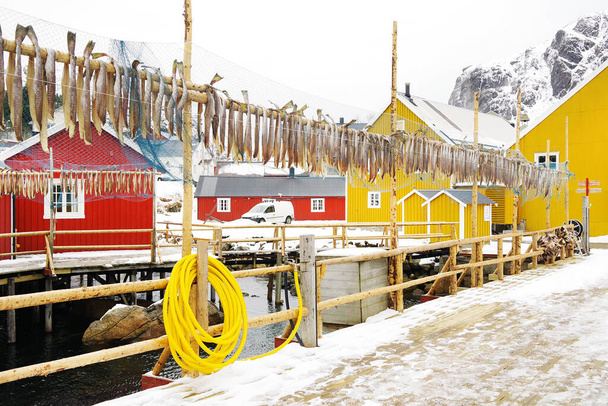  Imagem da aldeia de Nussfjord, Ilhas Lofoten. Aldeia piscatória histórica da Noruega na água, Europa
 - Foto, Imagem
