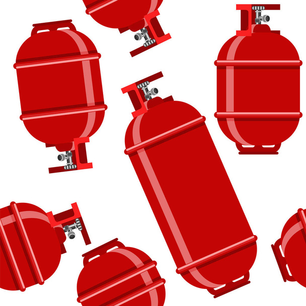 Réservoir d'essence rouge motif sans couture isolé sur fond blanc. Conteneur de cylindre métallique pour le propane
. - Photo, image