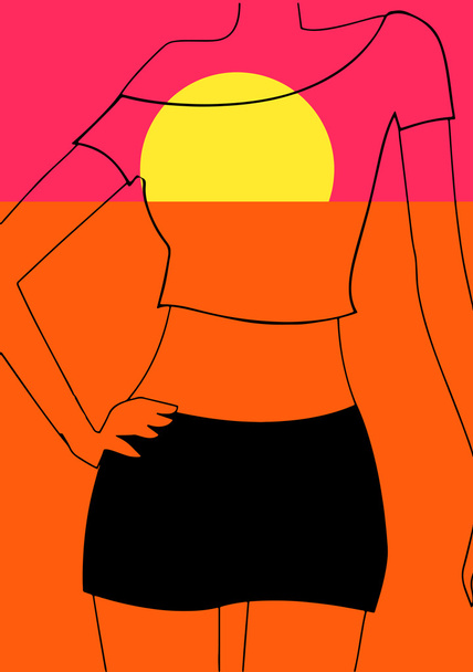 Pop art.Close-up on the body dressed in a woman. - Vector, Image
