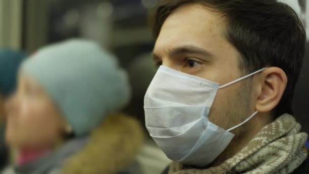 Man Mask. Coronavirus. Corona Virus. Covid-19. 2019-ncov. Environment Pollution. - Πλάνα, βίντεο