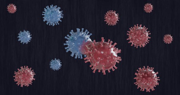 Viren und Mutationen verarbeiten 3D-Illusionen. 3D-Darstellung. - Foto, Bild