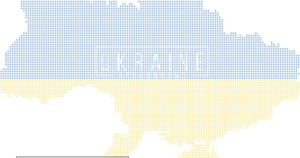 Ucrania mapa de país hecho de patrón de punto medio tono abstracto, ilustración vectorial aislado sobre fondo blanco
 - Vector, Imagen