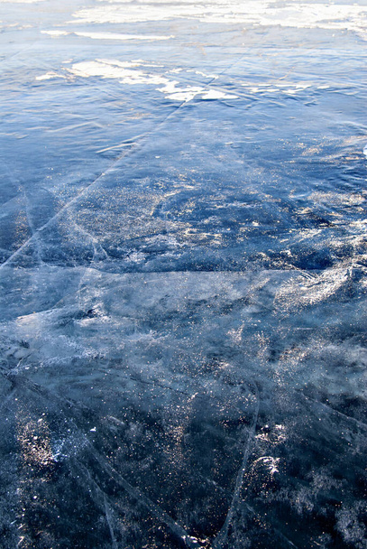 Amazing ice transparent ice on lake Baikal - Photo, Image