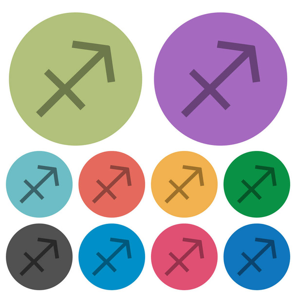 Schütze-Sternzeichen-Symbol dunklere flache Symbole auf rundem Hintergrund - Vektor, Bild