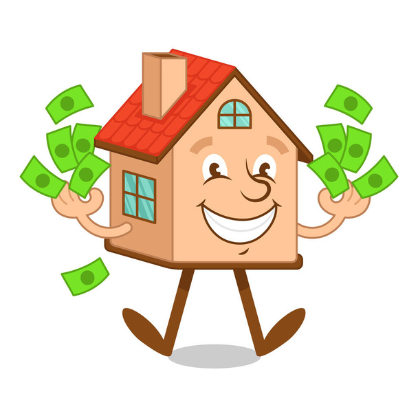 Cartoon character house with money  - Vector, Image