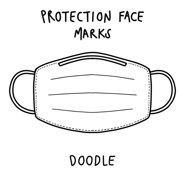呼吸医療用マスク。病院や汚染は顔のマスキングを保護します。ドードル風イラスト. - ベクター画像