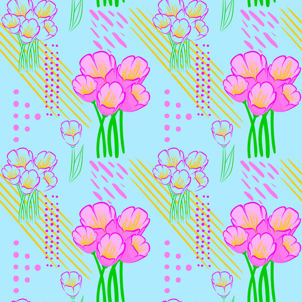 Fondo sin costuras con tulipanes. Diseño abstracto moderno para papel, cubierta, tela y otros usuarios. Ilustración vectorial
. - Vector, imagen