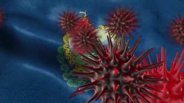 Coronavirus-Ausbruch mit US-Flagge von Vermont Coronavirus-Konzept - Filmmaterial, Video