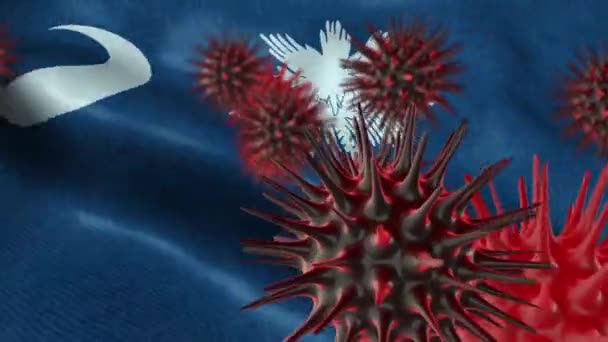  Éclosion de virus Corona avec le drapeau de l'État américain de Caroline du Sud Coronavirus Concept
  - Séquence, vidéo