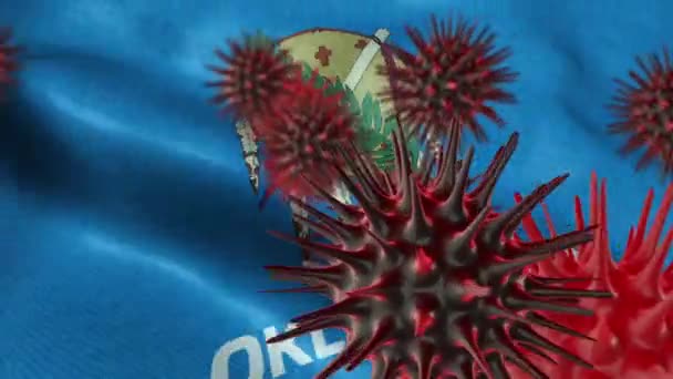  Epidemia wirusa korony z amerykańską flagą stanu Oklahoma Coronavirus Concept - Materiał filmowy, wideo